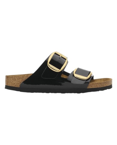 Sandalo Donna Unisex Birkenstock Arizona Big Buckle Patent Black Gold