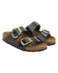 Sandalo Donna Unisex Birkenstock Arizona Big Buckle Patent Black Gold