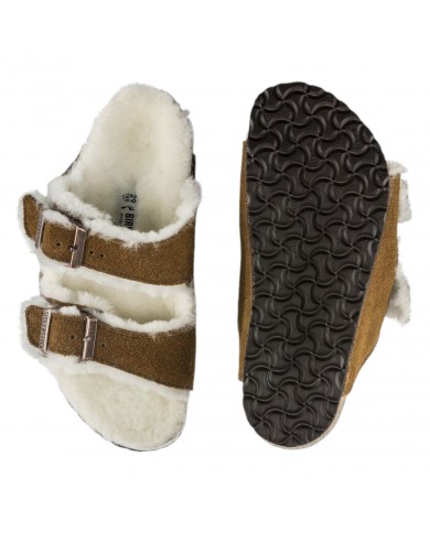 Sandalo Bimbo Birkenstock Arizona Pelliccia di Agnello KidsPelle scamosciata Mink Visone
