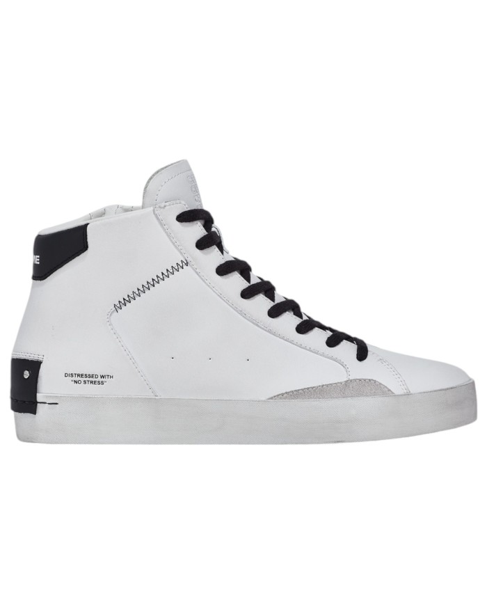 Stivaletto Uomo Crime London High Top Distressed White Leather White