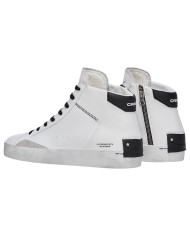Stivaletto Uomo Crime London High Top Distressed White Leather White