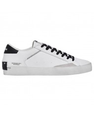 Sneaker Uomo Crime London Distressed White Black Leather White Black