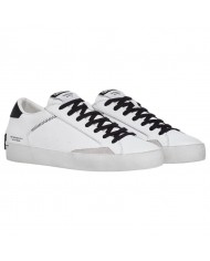 Sneaker Uomo Crime London Distressed White Black Leather White Black