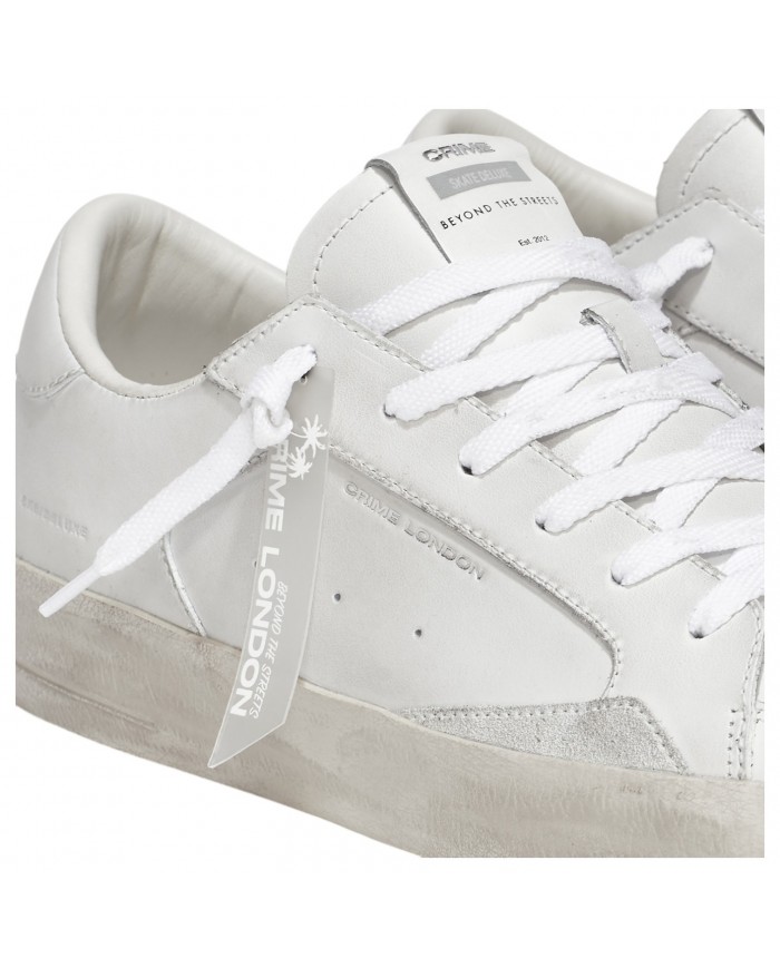 Sneaker Uomo Crime London Sk8 Deluxe All White Leather White