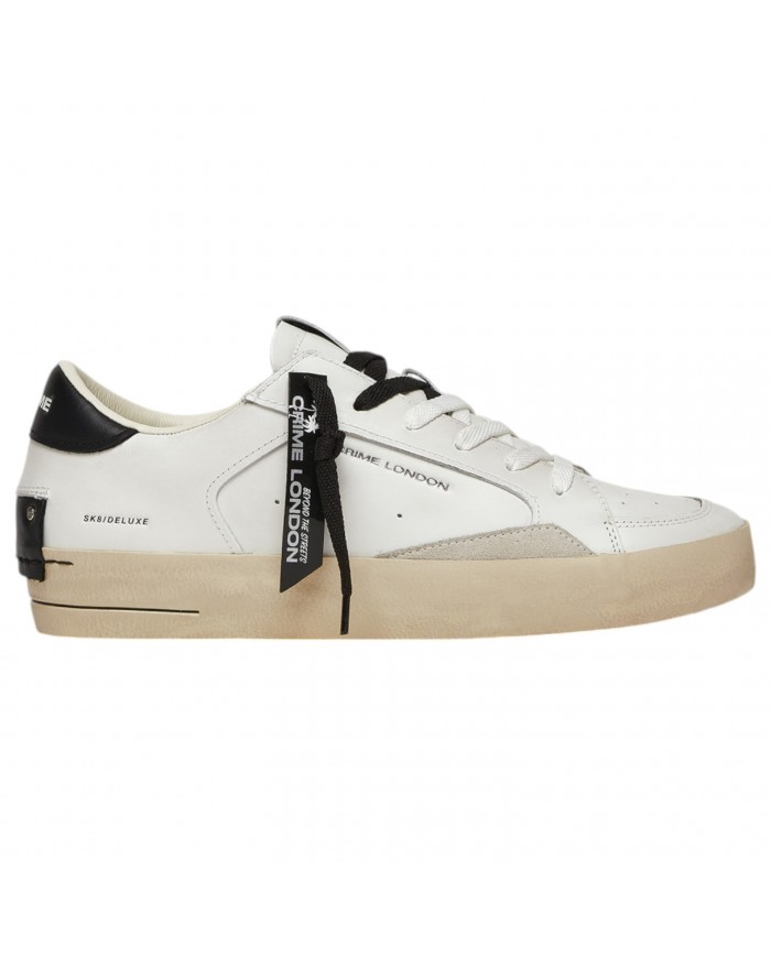 Sneaker Uomo Crime London Sk8 Deluxe Black Whisper Leather White Black