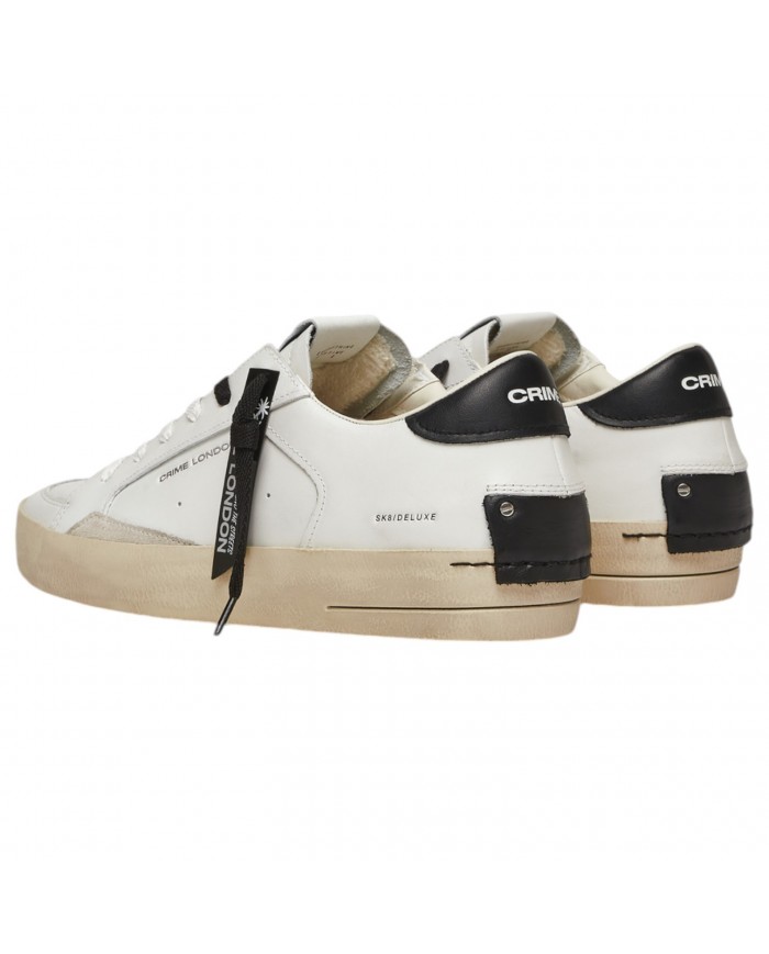 Sneaker Uomo Crime London Sk8 Deluxe Black Whisper Leather White Black