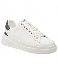 Sneaker Donna Unisex Guess Elba 4G Logo Leather White Brown