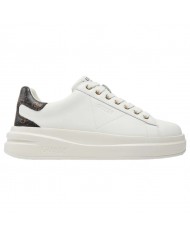 Sneaker Donna Unisex Guess Elba 4G Logo Leather White Brown
