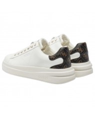 Sneaker Donna Unisex Guess Elba 4G Logo Leather White Brown