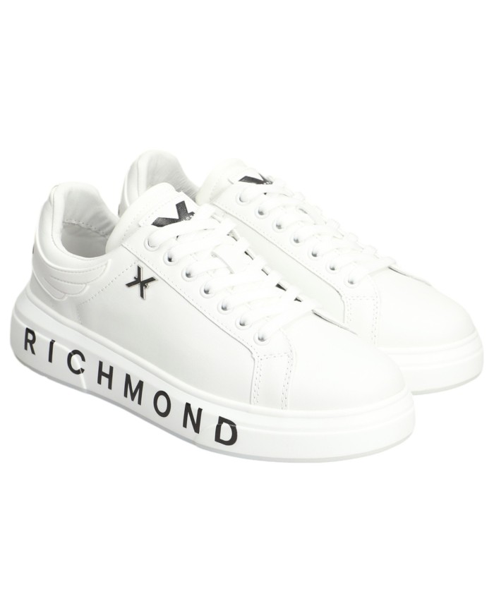 Sneaker Uomo John Richmond 22204 Action Leather X Logo Leather White