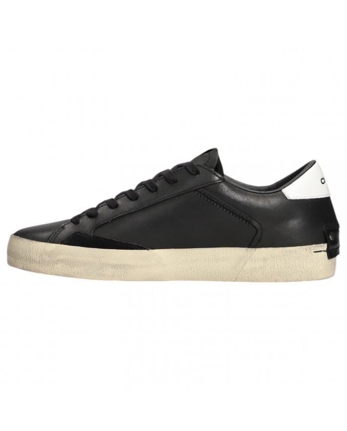 Sneaker Uomo Crime London Distressed Jet Black Leather Black