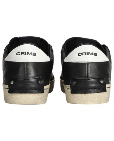 Sneaker Uomo Crime London Distressed Jet Black Leather Black