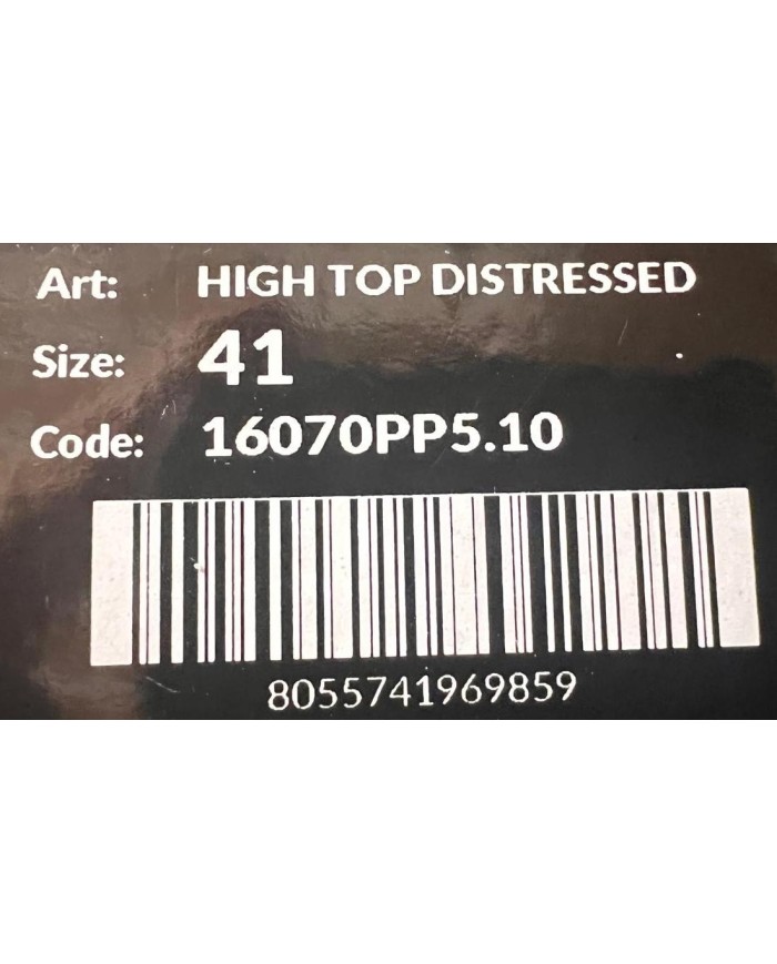 Stivaletto Uomo Crime London High Top Distressed White Leather White