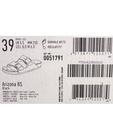 Sandalo Unisex Uomo Donna Birkenstock Arizona Leather Black