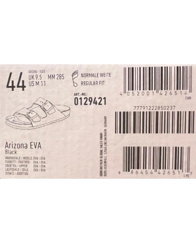 Sandalo Birkenstock Uomo Arizona Calzata Regular Eva Black