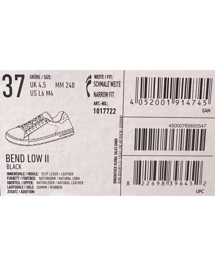 Sneaker Donna Unisex Uomo Birkenstock Bend Low in pelle naturale Black