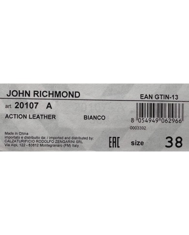 Sneaker Donna John Richmond 20107 Action Leather Logata Leather White Black