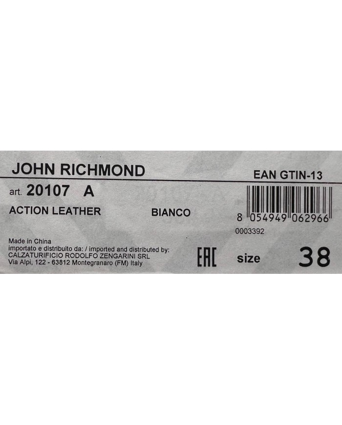 Sneaker Donna John Richmond 20107 Action Leather Logata Leather White Black