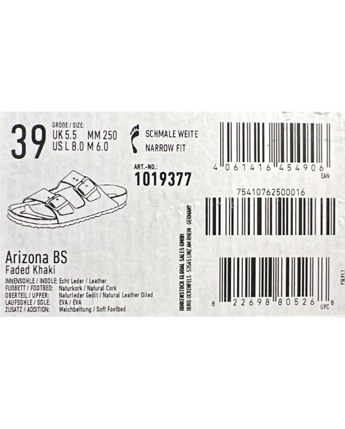 Sandalo Donna Unisex Birkenstock Arizona Plantare Morbido Pelle Oleata Faded Khaki