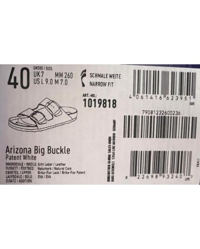 Sandalo Donna Birkenstock Arizona Big Buckle Birko-Flor Vernice Patent White