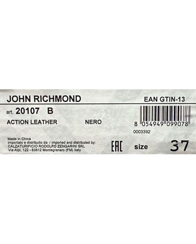 Sneaker Donna John Richmond 20107 Action Leather Logata Leather Black Copia