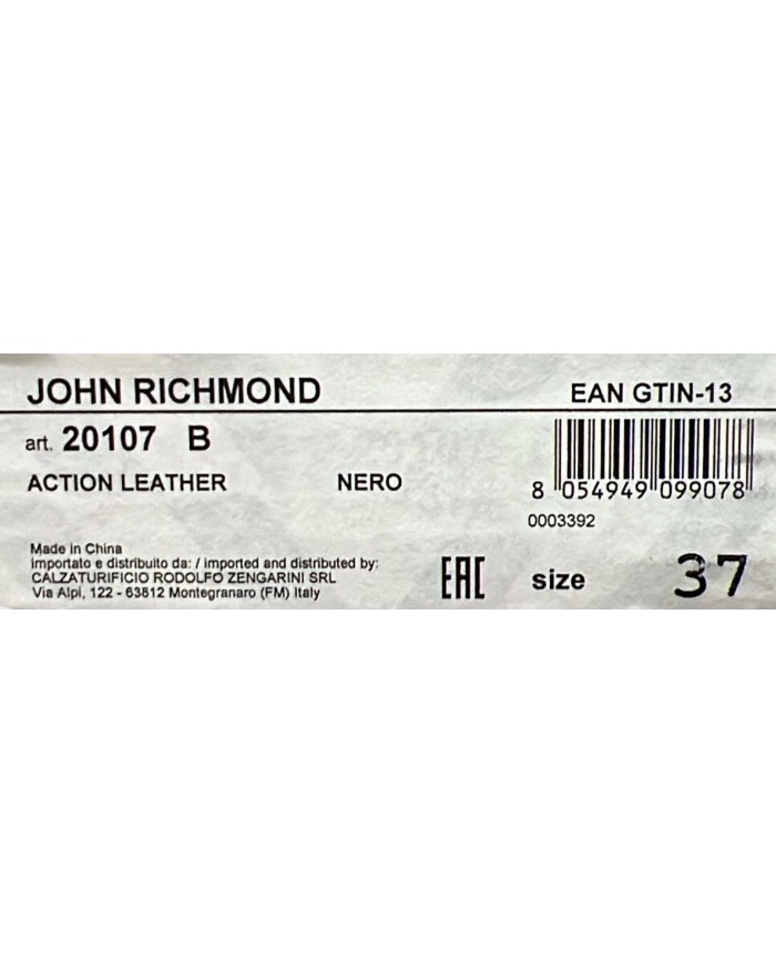 Sneaker Donna John Richmond 20107 Action Leather Logata Leather Black Copia