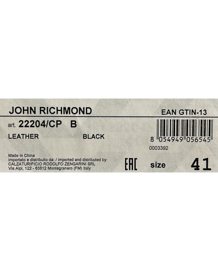 Sneaker Uomo John Richmond 22204 Action Leather X Logo Leather Black