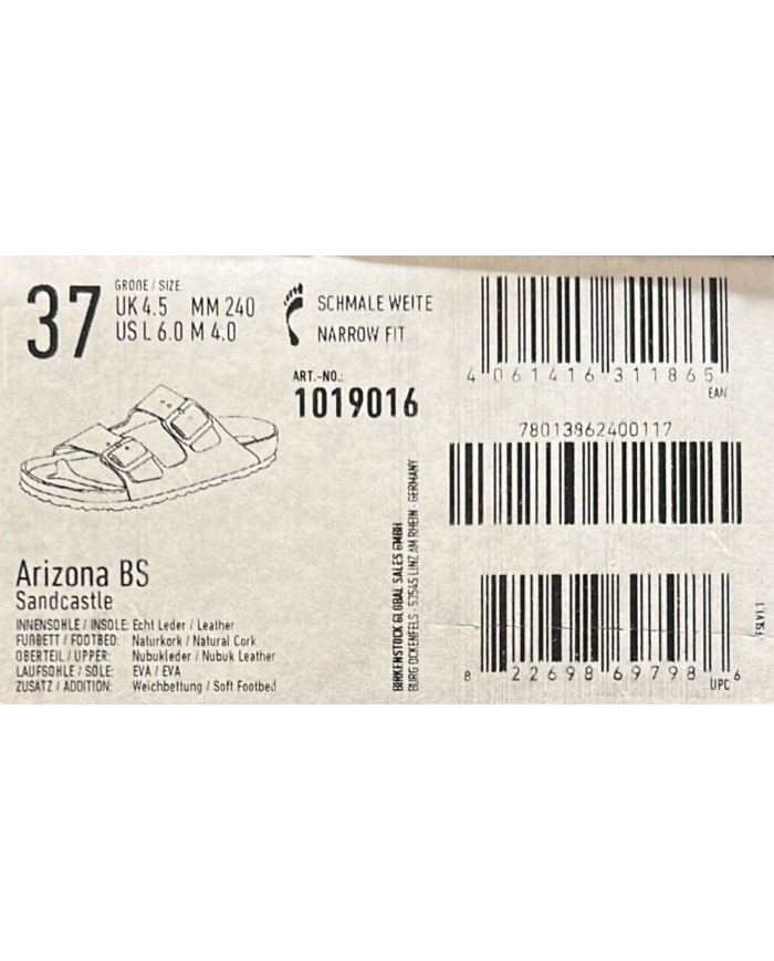 Sandalo Donna Birkenstock Arizona BS Doppia Fascia Sandcastle Plantare Morbido Beige