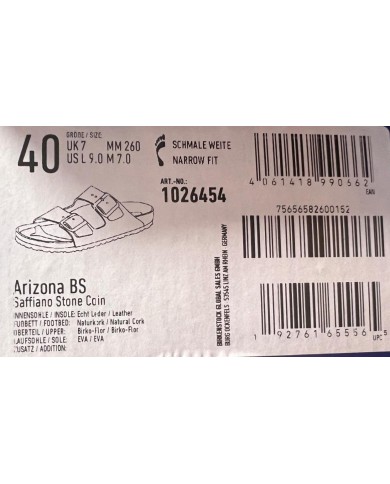 Sandalo Uomo Unisex Donna Birkenstock Arizona BS Leather Saffiano Stone grigio