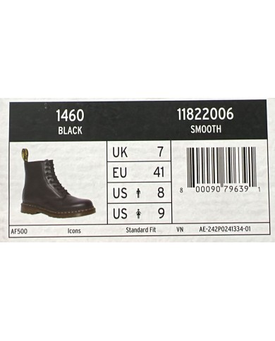 Anfibio Uomo Unisex Donna Dr Martens 1460 Stivaletto Icons Air Wair Smooth Liscio Nero Copia
