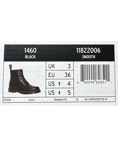Anfibio Donna Unisex Uomo Dr Martens 1460 Stivaletto Icons Air Wair Smooth Liscio Nero