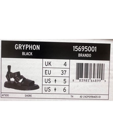 Sandalo Dr Martens Donna Gryphon Gladiatore Brando Leather Black