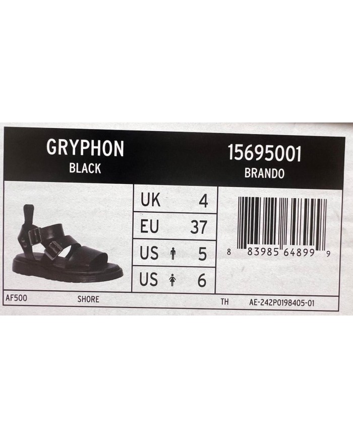 Sandalo Dr Martens Donna Gryphon Gladiatore Brando Leather Black