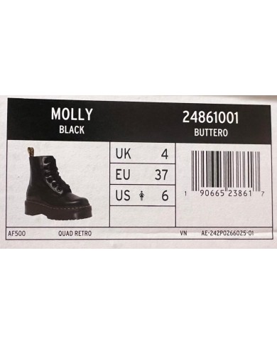 Anfibio Donna Unisex Uomo Dr Martens Molly Platform Buttero Black