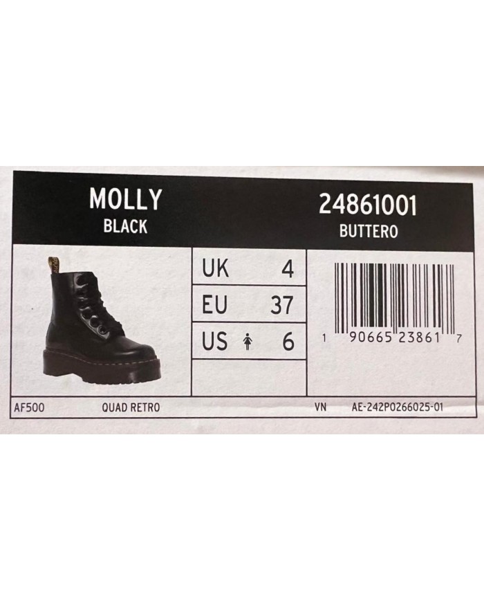 Anfibio Donna Unisex Uomo Dr Martens Molly Platform Buttero Black