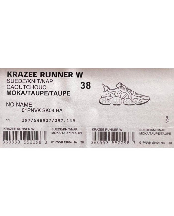 Sneakers Donna No Name Krazee Runner W Leather Suede Mesh Moka Taupe