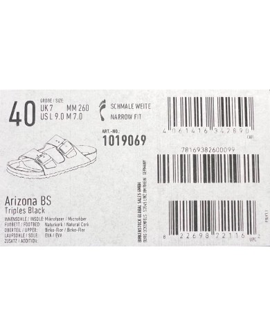 Sandalo Donna Birkenstock Unisex Uomo Arizona BS Triple Black Lather Black