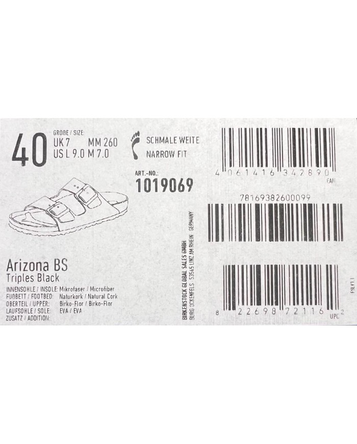 Sandalo Uomo Birkenstock Unisex Donna Arizona BS Triple Black Lather Black