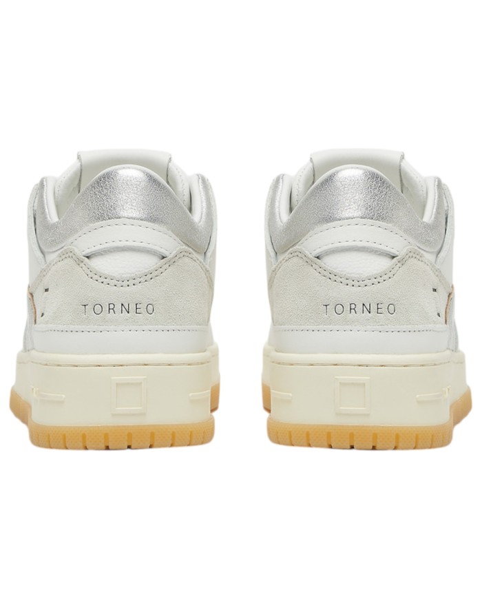 Sneaker Donna Date Torneo Leather Suede White Silver