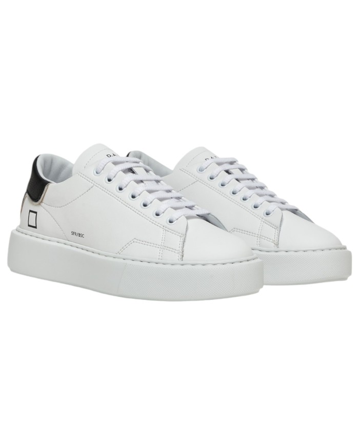Sneaker Donna Date Sfera Calf Leather White Black