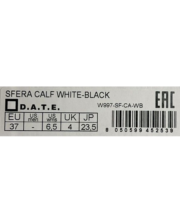 Sneaker Donna Date Sfera Calf Leather White Black