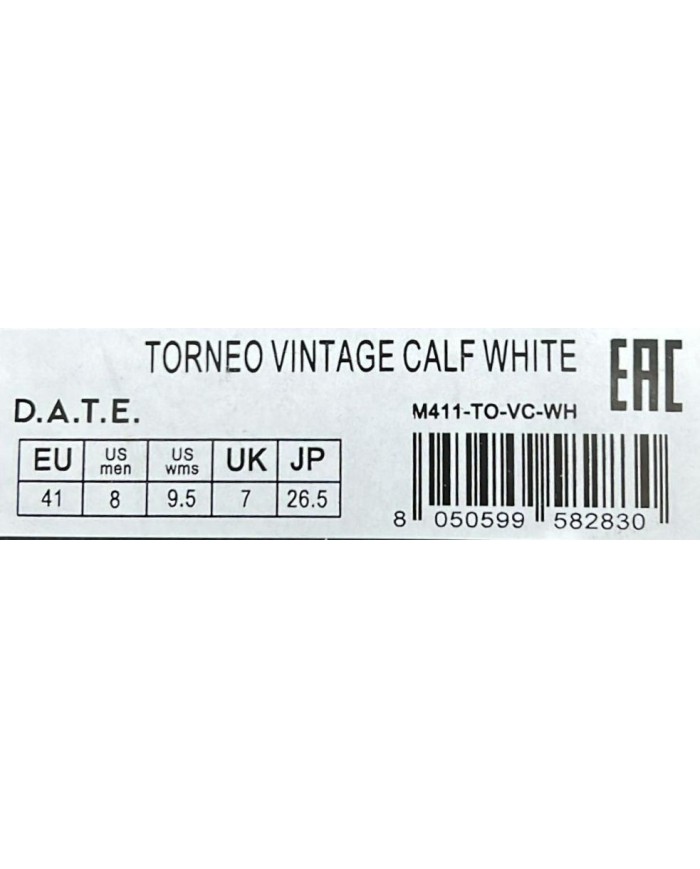 Sneaker Uomo Date Torneo Vintage Calf Leather White