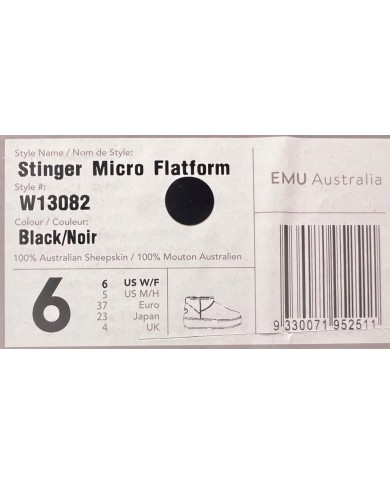 Stivale Donna Emu Australia Stinger Micro Flattform Ultra Mini Montone Black