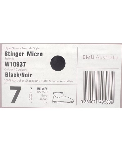 Stivale Donna Emu Australia Stinger Micro Ultra Mini  Montone Black
