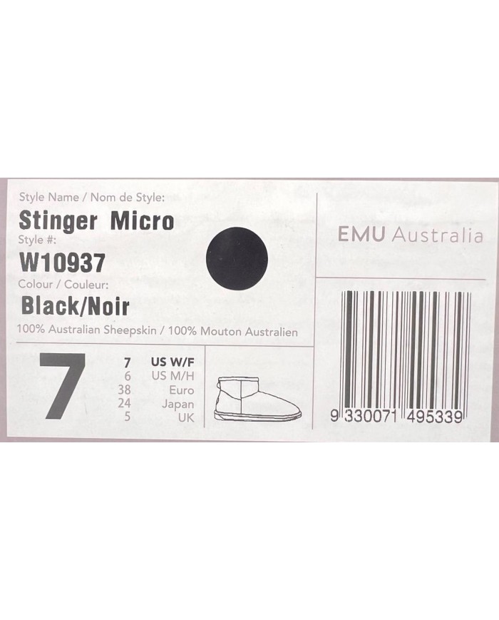 Stivale Donna Emu Australia Stinger Micro Ultra Mini  Montone Black