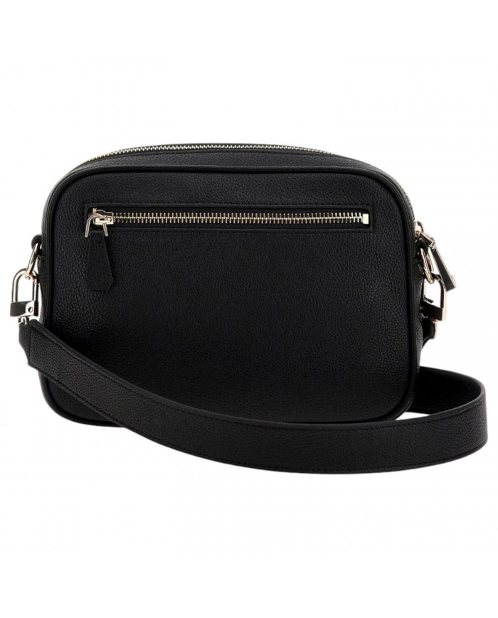 Tracolla Donna Guess Meridian Triangle Logo Leather Black