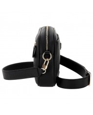 Tracolla Donna Guess Meridian Triangle Logo Leather Black