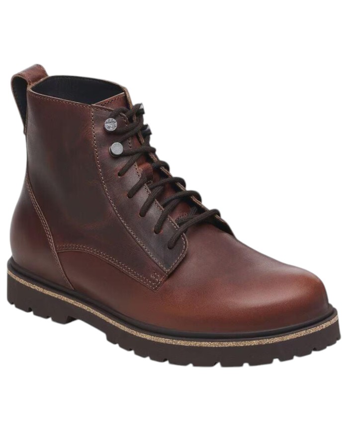 Stivaletto Uomo Birkenstock Highwood Lace Mid Pelle Naturale Chocolate Brown
