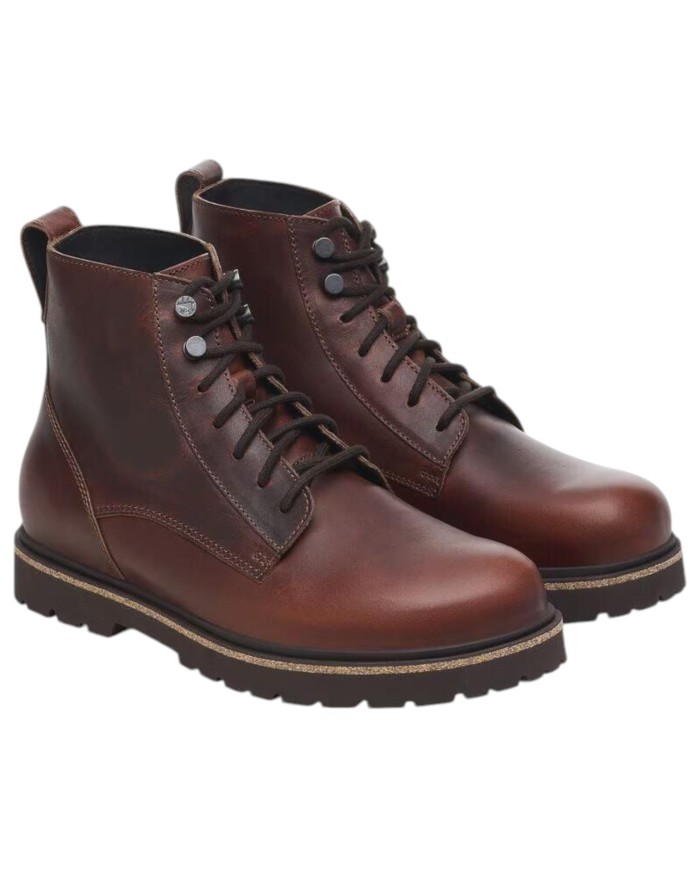 Stivaletto Uomo Birkenstock Highwood Lace Mid Pelle Naturale Chocolate Brown