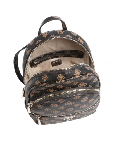 Zaino Donna Guess Manhattan Medium Backpack 4G Logo Peony Leather Mocha